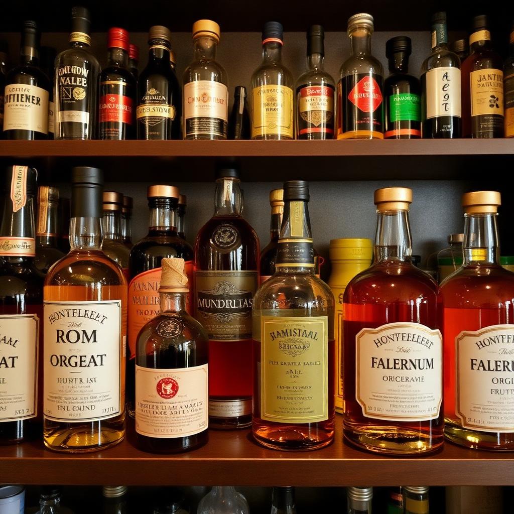 Rum bottles and house-made syrups